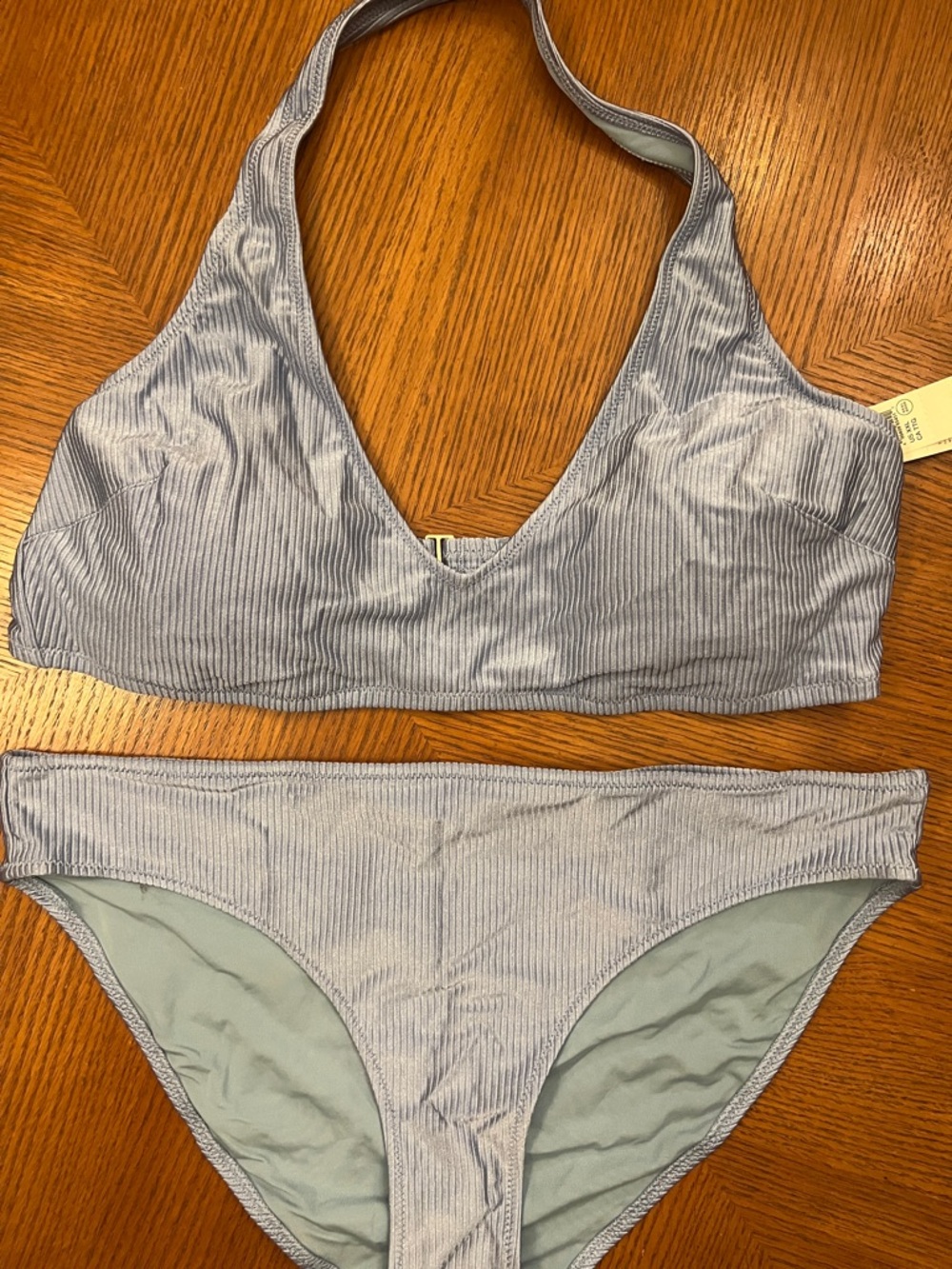 Aerie Pale Blue Ribbed Bikini Set B16